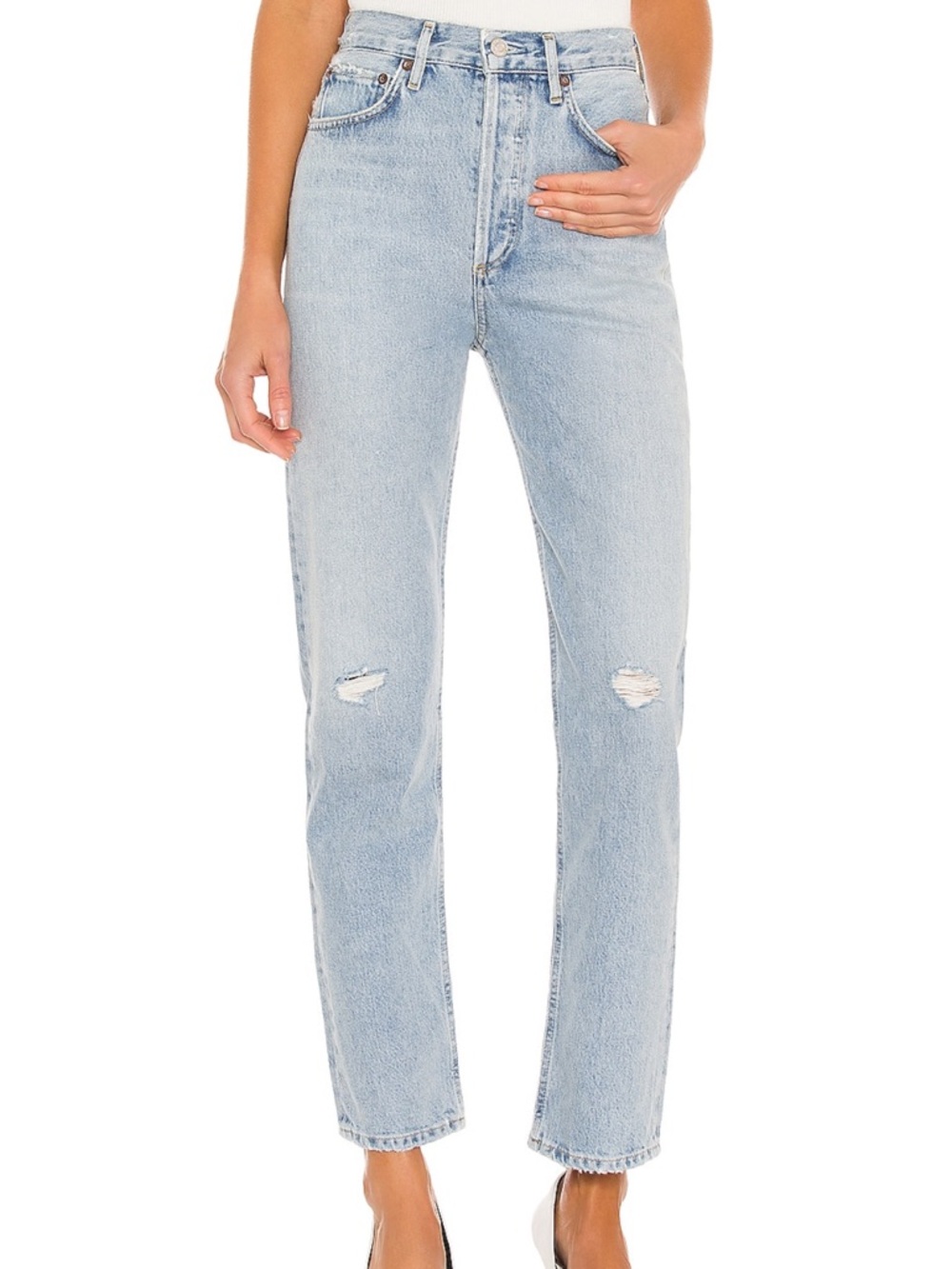 Agolde 90s Pinch Waist Straight Leg Jeans in Light Wash